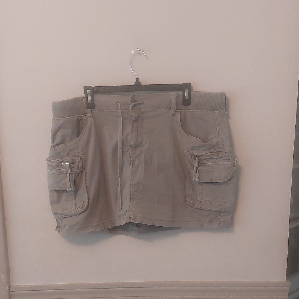 American Eagle Khaki Olive Moss Cargo Mini Skort Sz 18
